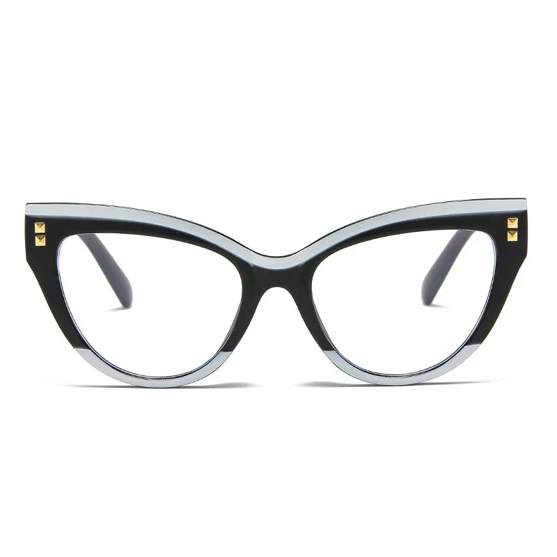 ✨Anti Blue Light Optical Cat Eye Glasses Women Vintage Brand Designer Myopia Prescription Sexy Ladies Rivet Eye Glasses Frame