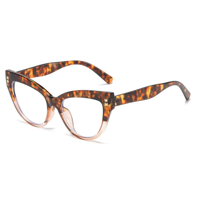✨Anti Blue Light Optical Cat Eye Glasses Women Vintage Brand Designer Myopia Prescription Sexy Ladies Rivet Eye Glasses Frame
