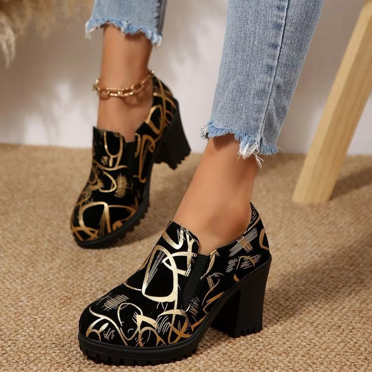 💃🏾Round Toe Block Heels Pumps