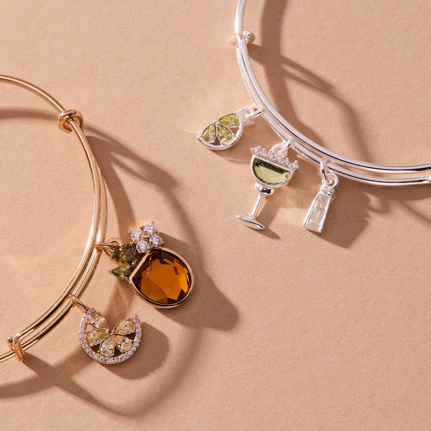 Spritz O'Clock Bangle ✨🍋🧃 Gold Aperol Spritz Crystal Charm Bracelet | Alex and Ani 💎👑