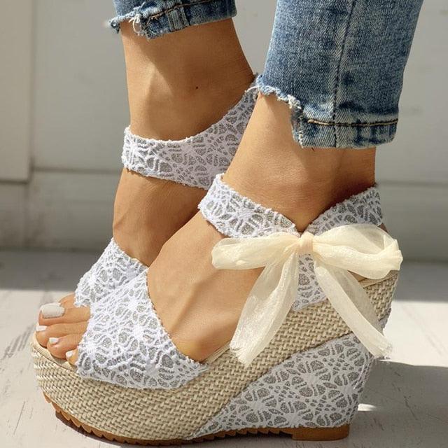 Bowknot Lace-Up Platform Sandals ✨👠🎀 Women's High Heel Ankle Strap Slingback | 6 Colors 🖤💜💙