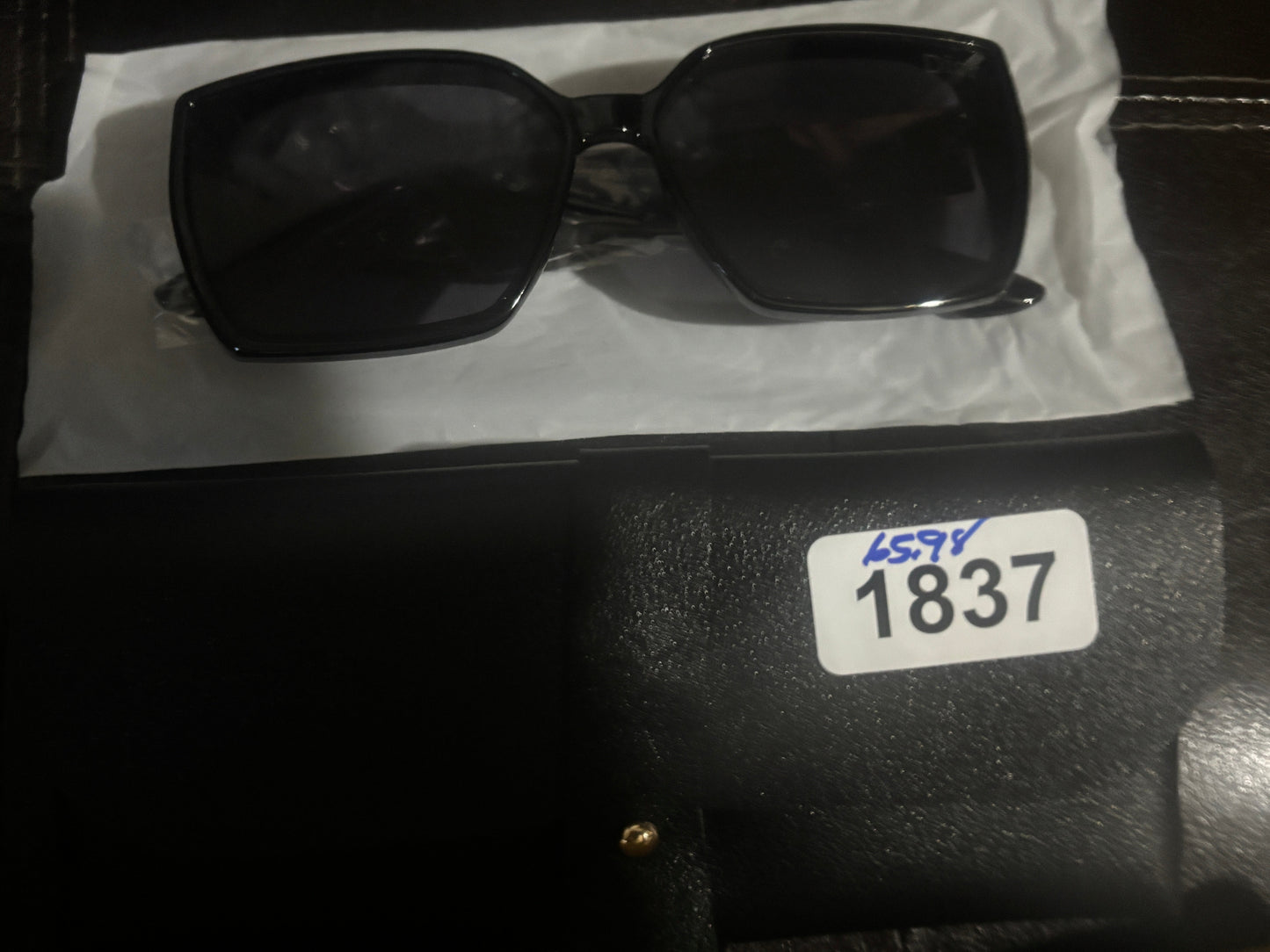 ✨ Chunky Square Sunglasses with Oblique Checkerboard Logo Temple Panels — Item #1837