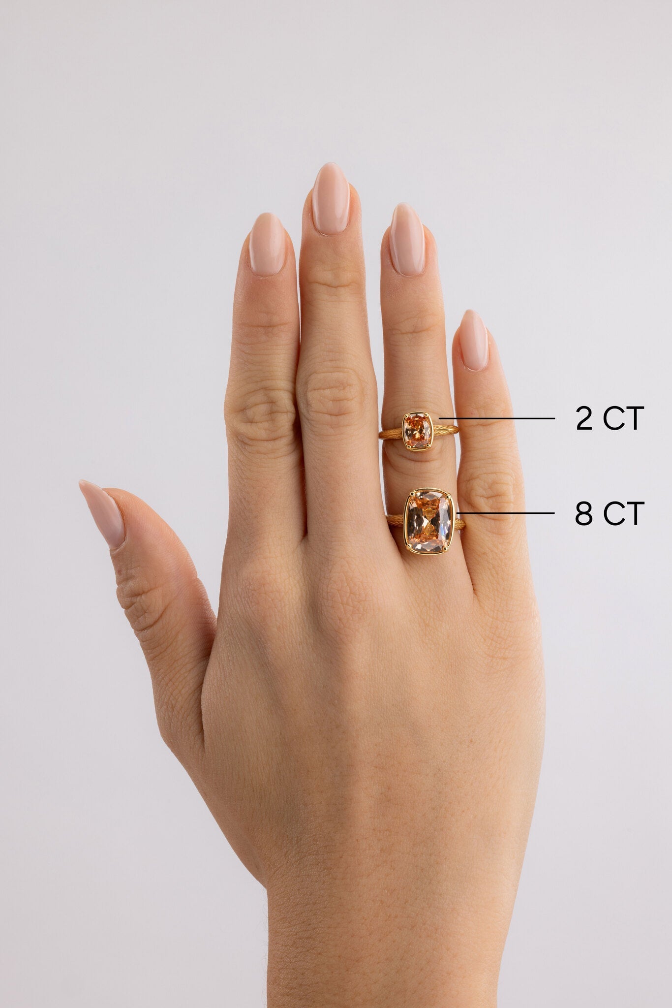 ✨Sterling Silver Elongated Cushion Champagne CZ Cocktail Ring