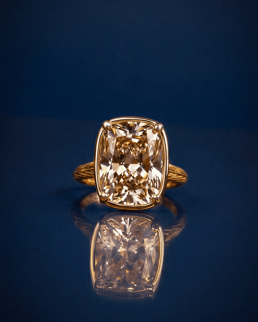 ✨Sterling Silver Elongated Cushion Champagne CZ Cocktail Ring