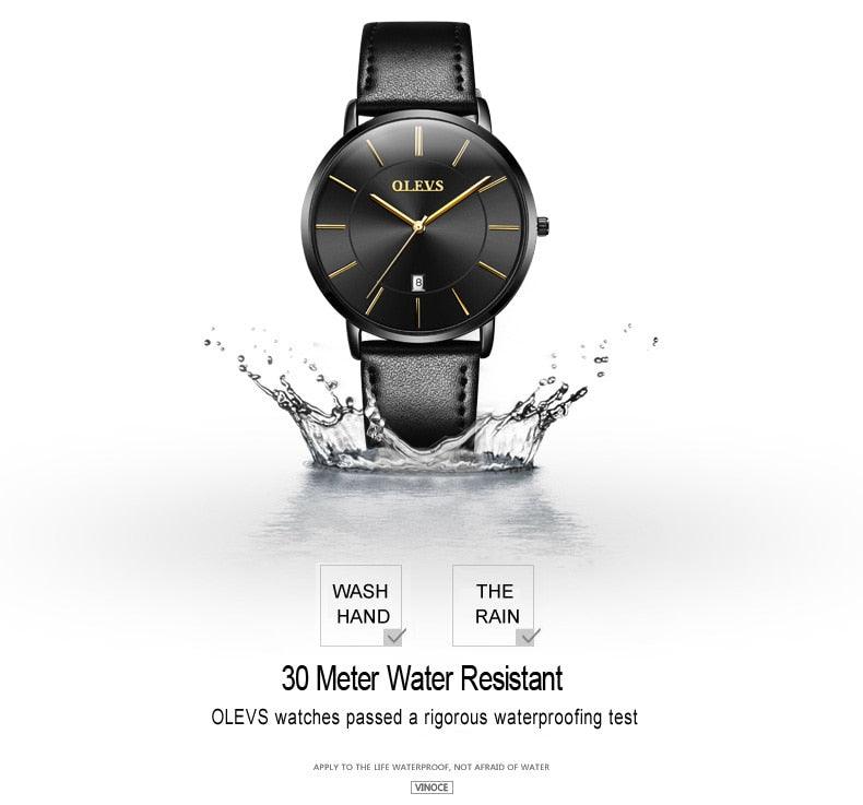 Couples Ultra-Thin Minimalist Watch Set ⌚✨ Quartz Leather Strap Waterproof Calendar | 6 Colors ❤️🖤🤍