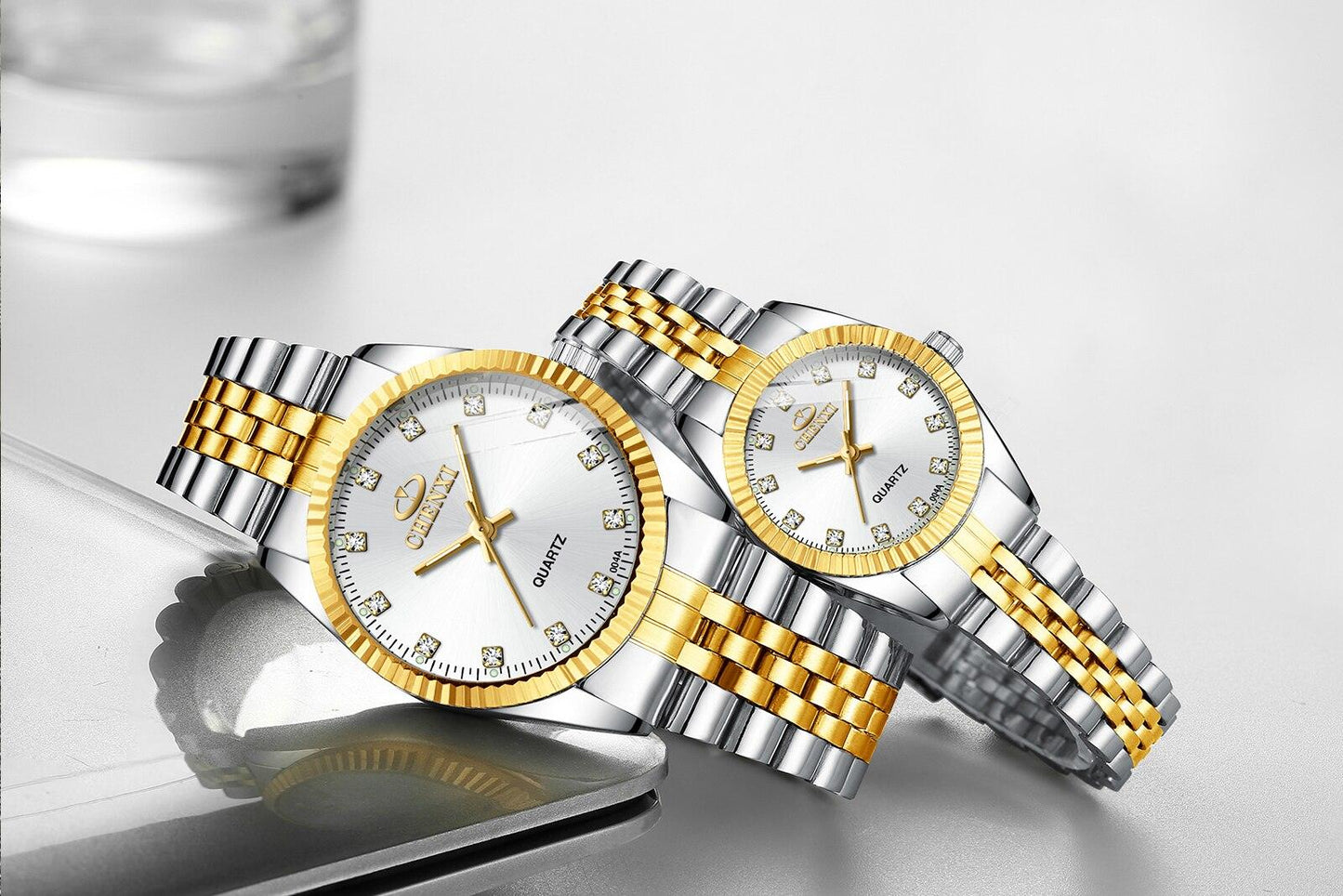 Couples Luxury Quartz Watch Set ⌚✨ His & Hers Waterproof Stainless Steel Luminous | Valentine Gift ❤️🖤