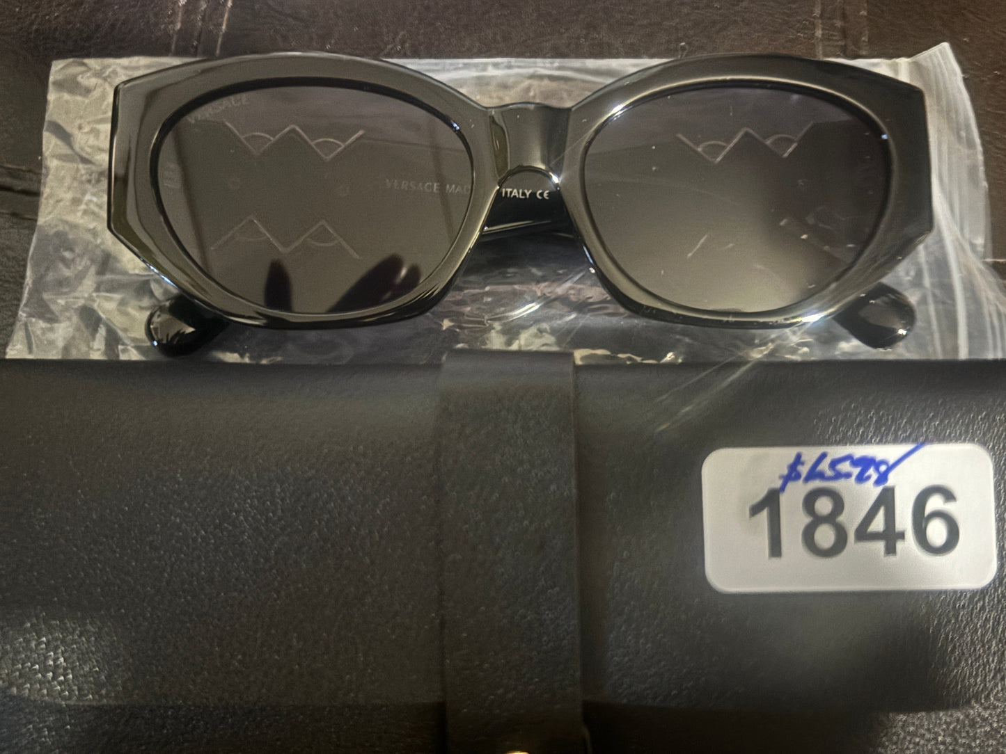 ✨ Vintage Black Acetate Sunglasses with Gold Geometric Medusa Hinge Detail — Item #1846