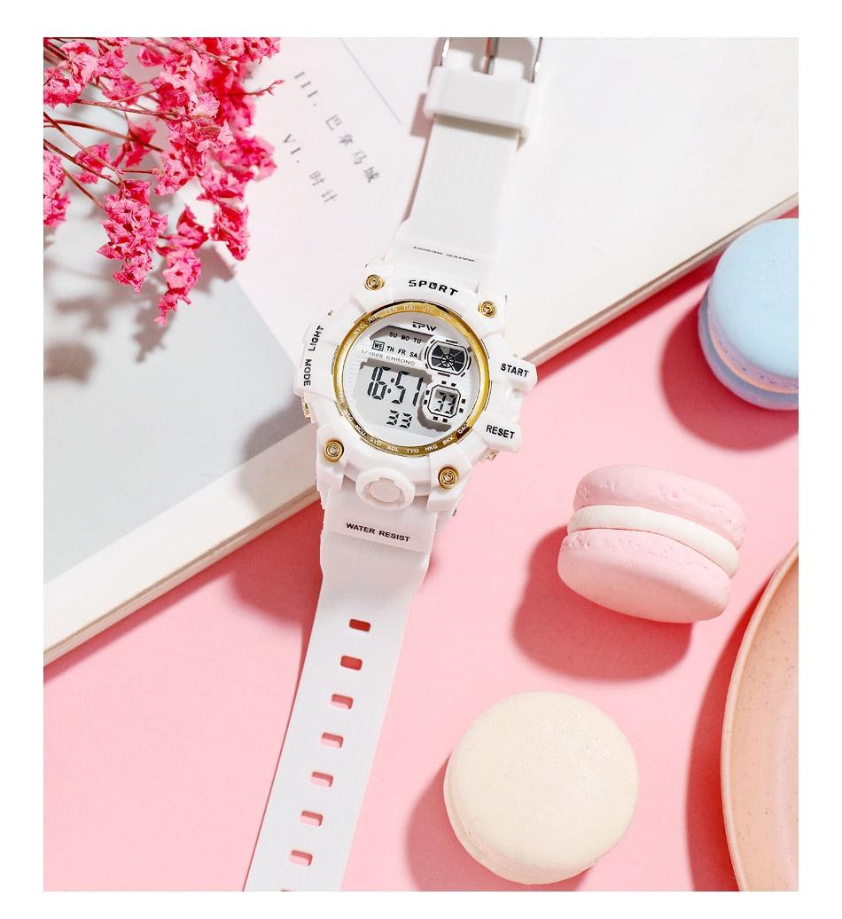 Women's Digital Sport Watch ⌚✨ Transparent Silicone Strap Stopwatch Alarm Dual Time | 5 Colors 🖤❤️🤍