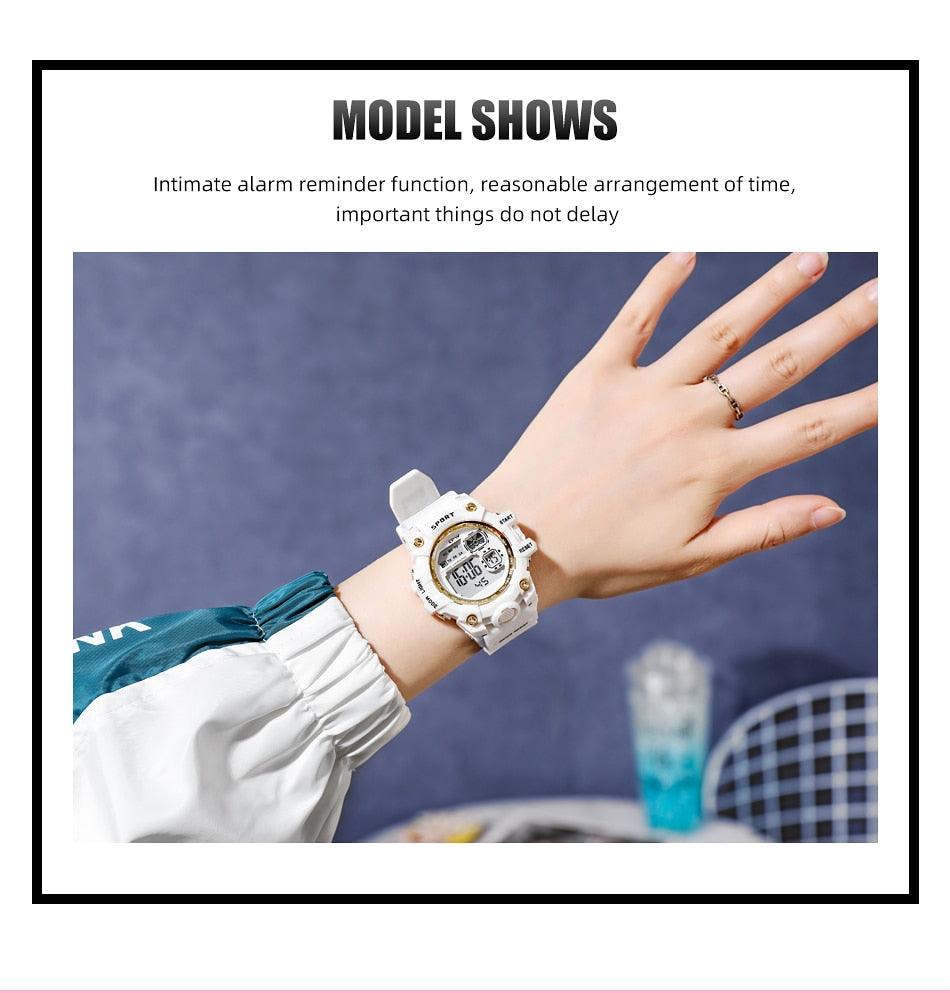 Women's Digital Sport Watch ⌚✨ Transparent Silicone Strap Stopwatch Alarm Dual Time | 5 Colors 🖤❤️🤍