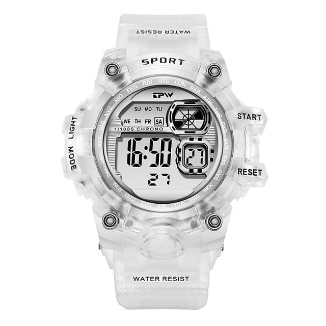 Women's Digital Sport Watch ⌚✨ Transparent Silicone Strap Stopwatch Alarm Dual Time | 5 Colors 🖤❤️🤍