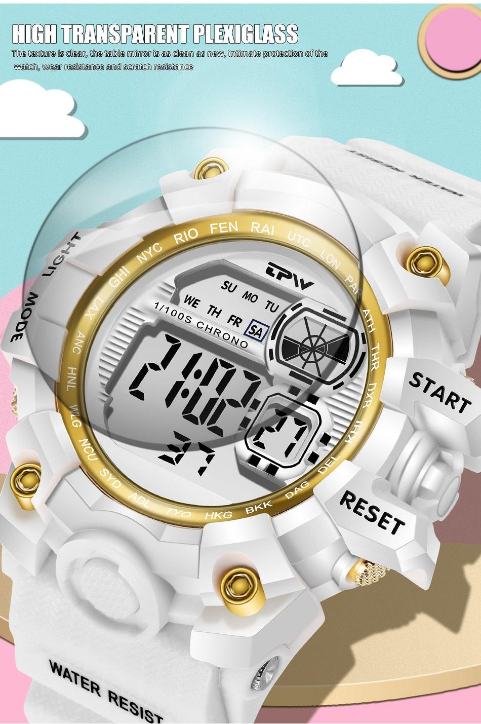 Women's Digital Sport Watch ⌚✨ Transparent Silicone Strap Stopwatch Alarm Dual Time | 5 Colors 🖤❤️🤍