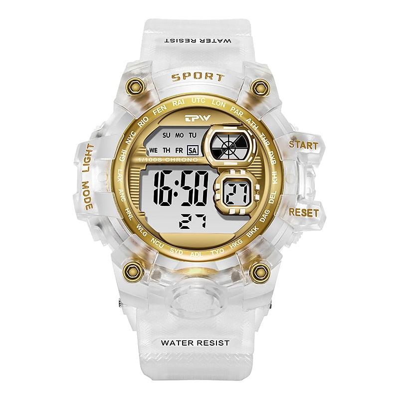 Women's Digital Sport Watch ⌚✨ Transparent Silicone Strap Stopwatch Alarm Dual Time | 5 Colors 🖤❤️🤍