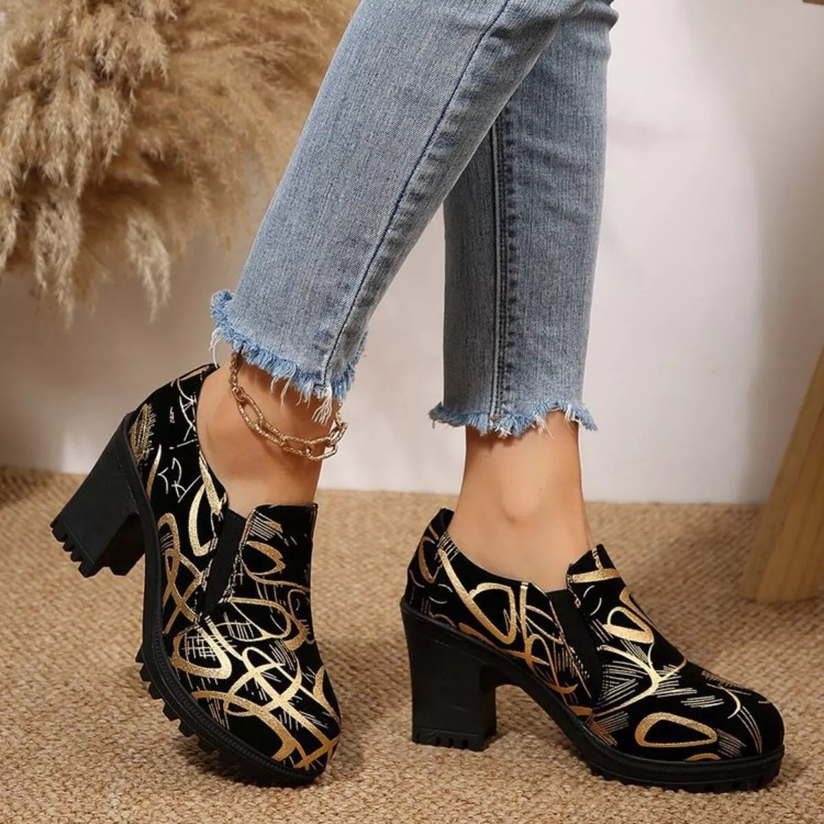 💃🏾Round Toe Block Heels Pumps