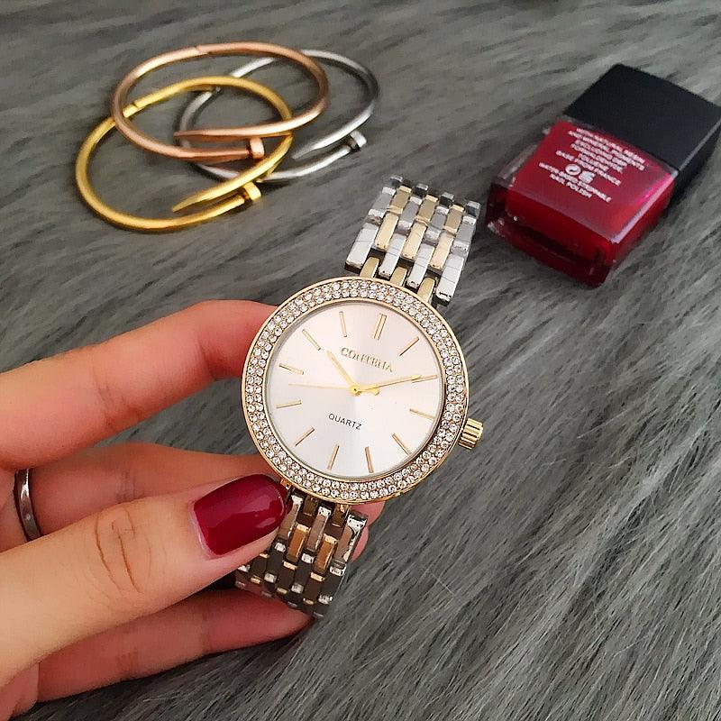 Rhinestone Watch & Bracelet Set ⌚✨ Women's Luxury Stainless Steel | Rose Gold, Silver & Gold 💛💎