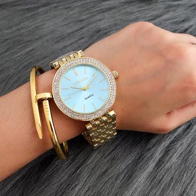 Rhinestone Watch & Bracelet Set ⌚✨ Women's Luxury Stainless Steel | Rose Gold, Silver & Gold 💛💎