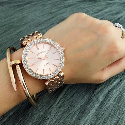Rhinestone Watch & Bracelet Set ⌚✨ Women's Luxury Stainless Steel | Rose Gold, Silver & Gold 💛💎