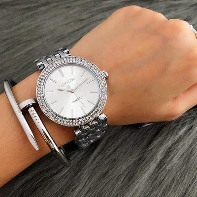 Rhinestone Watch & Bracelet Set ⌚✨ Women's Luxury Stainless Steel | Rose Gold, Silver & Gold 💛💎