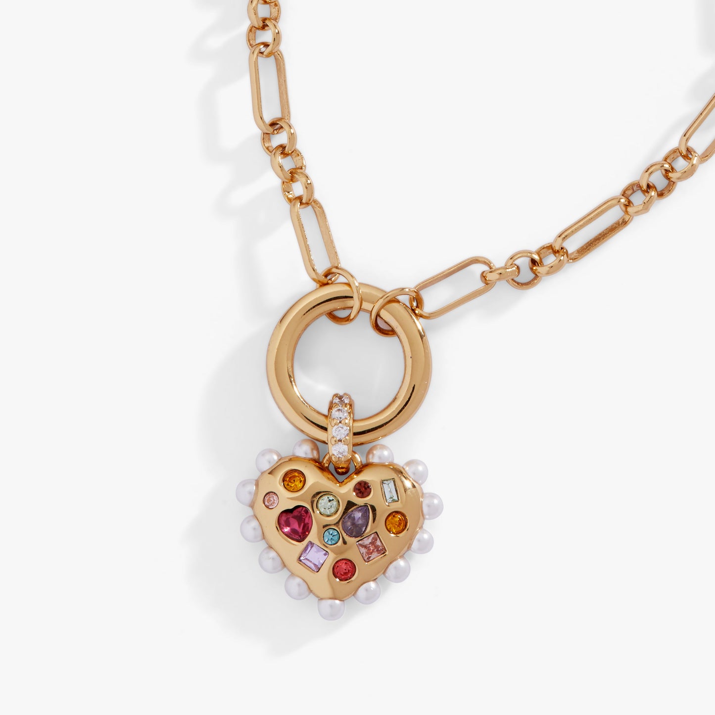 Puffy Heart Gemstone & Pearl Chain Bolo Bracelet ✨🧡💜 Rainbow Stone Heart Adjustable Bracelet | Alex and Ani 💎👑