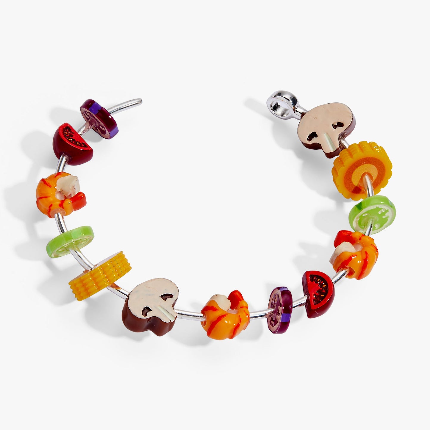 Hot Grill Summer Skewer Cuff ✨🌽🍅🔥 Silver Colorful BBQ Charm Cuff Bracelet | Alex and Ani 💎👑