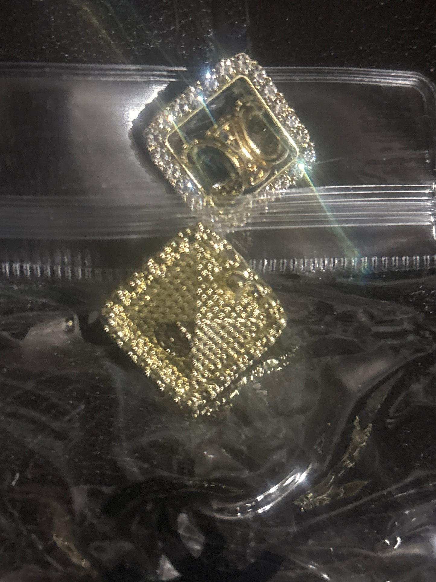 ✨ Crystal Rhinestone Diamond Shape CC Logo Stud Earrings in Gold — Item #1605