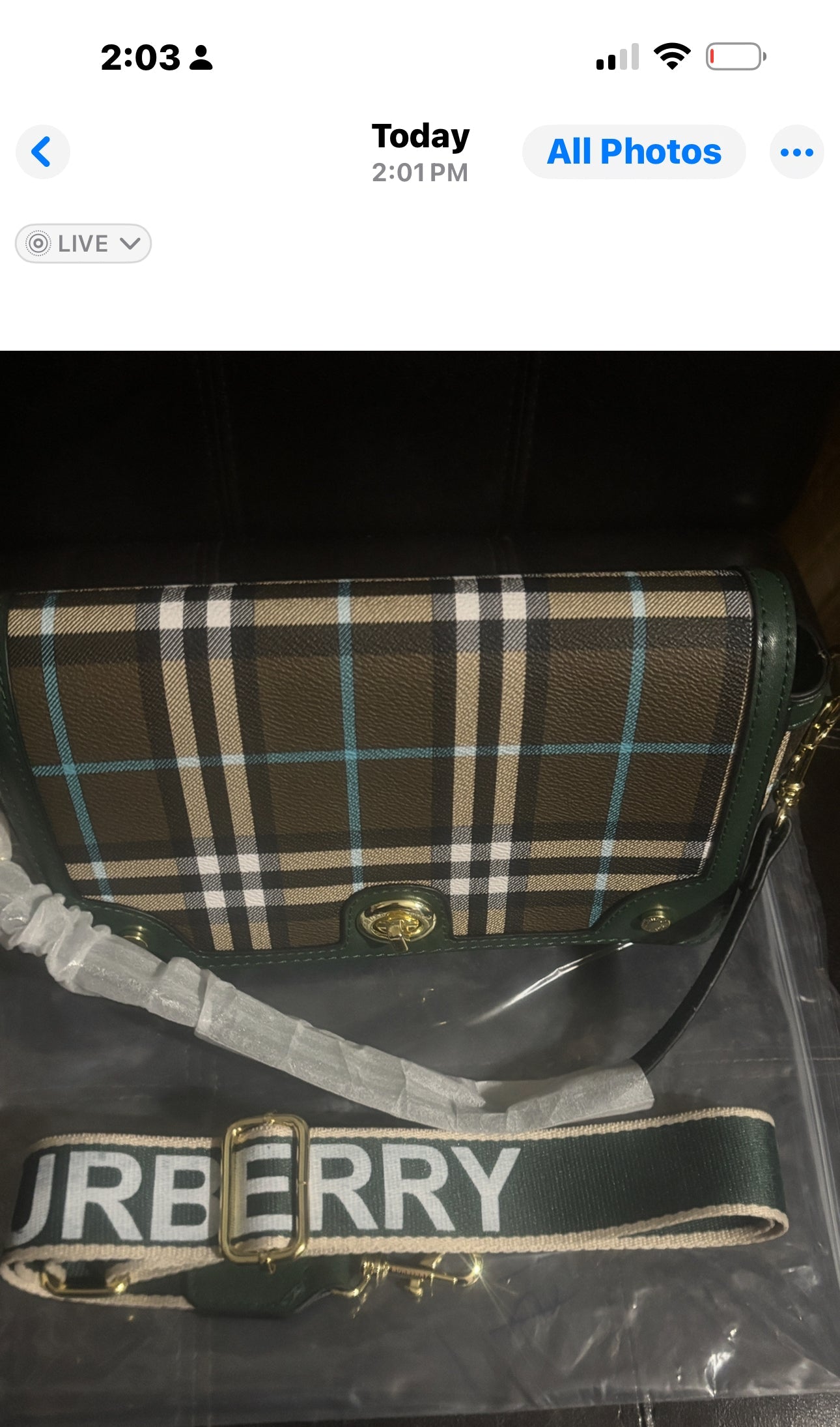 Forest Green Plaid Flap Crossbody Bag Bold Logo Strap 🌿✨ #1533