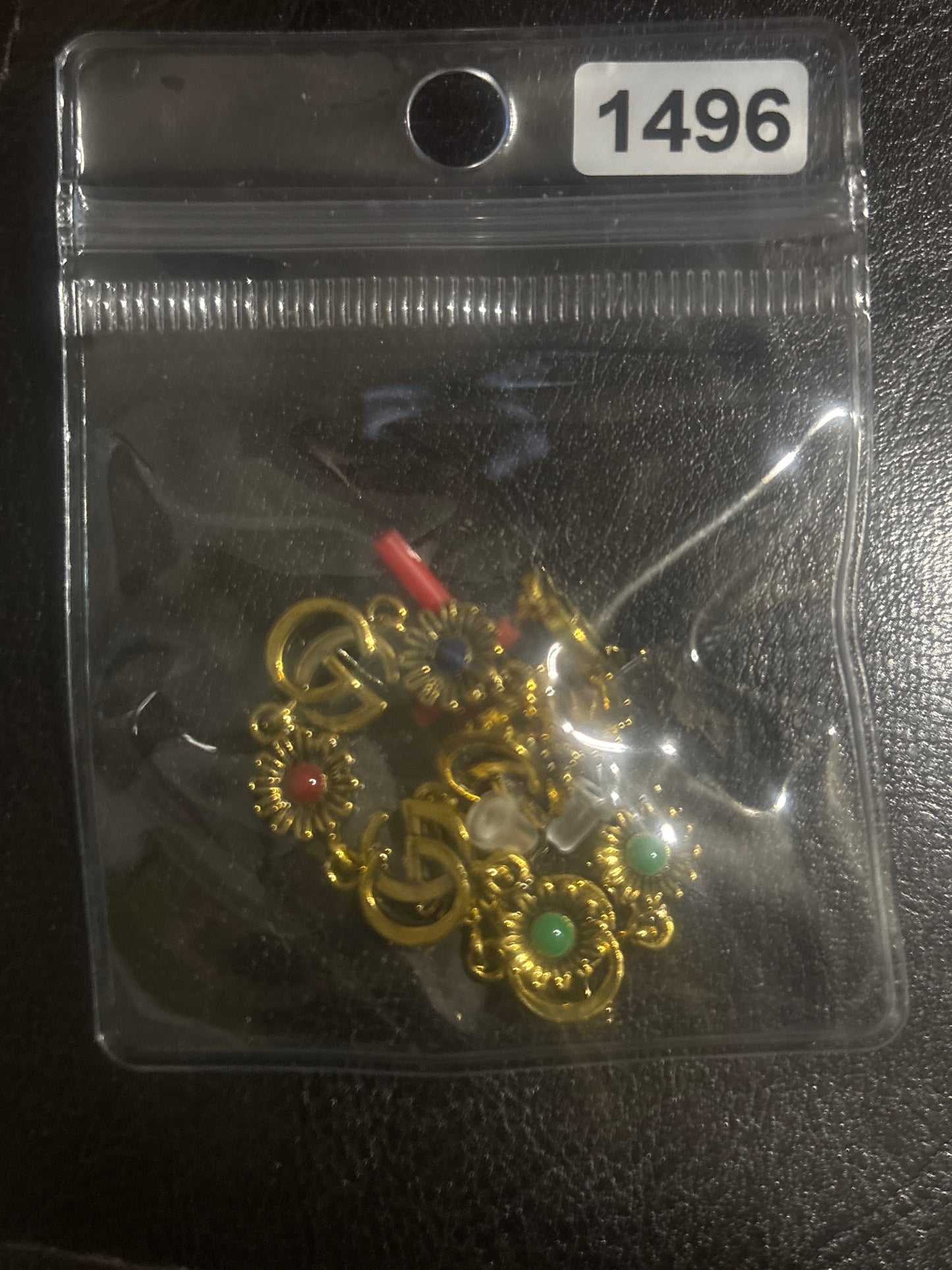 ✨ GG Logo & Multicolor Sunflower Chandelier Drop Earrings in Gold — Items #1497 & #1496