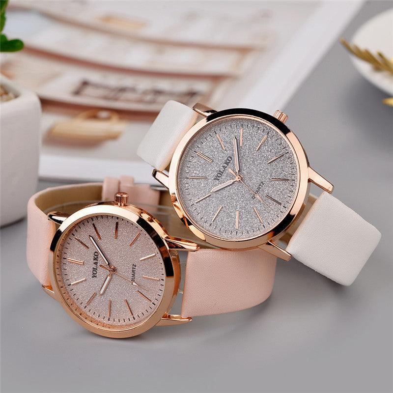 Women's Luxury Diamond Dial Quartz Watch ⌚✨ Elegant Leather Strap | 9 Colors 💙💗🖤