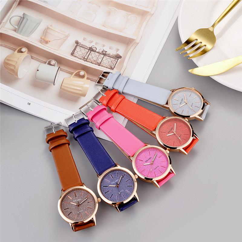 Women's Luxury Diamond Dial Quartz Watch ⌚✨ Elegant Leather Strap | 9 Colors 💙💗🖤