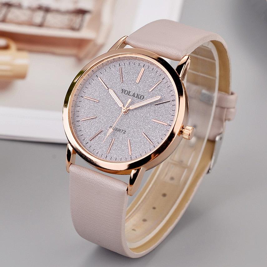 Women's Luxury Diamond Dial Quartz Watch ⌚✨ Elegant Leather Strap | 9 Colors 💙💗🖤