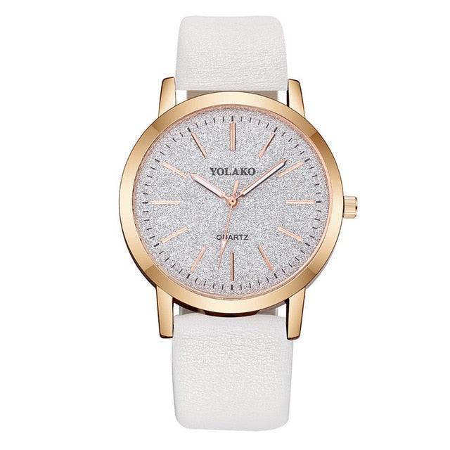 Women's Luxury Diamond Dial Quartz Watch ⌚✨ Elegant Leather Strap | 9 Colors 💙💗🖤