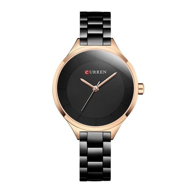 Women's Luxury Thin Quartz Watch ⌚✨ Stainless Steel Waterproof | 7 Colors 🌹🖤💛