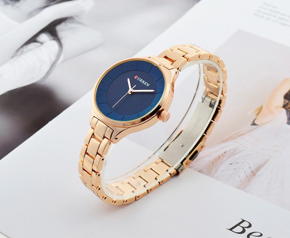 Women's Luxury Thin Quartz Watch ⌚✨ Stainless Steel Waterproof | 7 Colors 🌹🖤💛