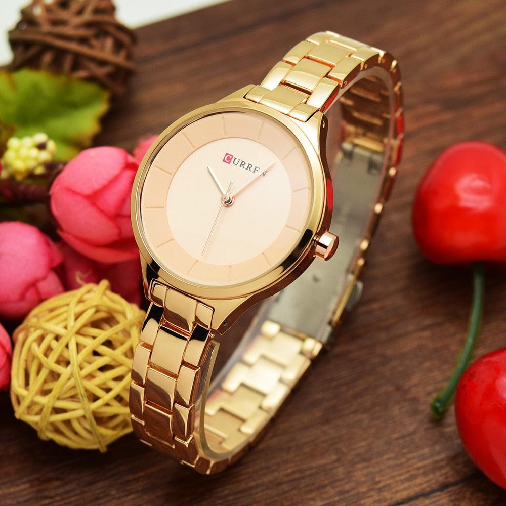 Women's Luxury Thin Quartz Watch ⌚✨ Stainless Steel Waterproof | 7 Colors 🌹🖤💛