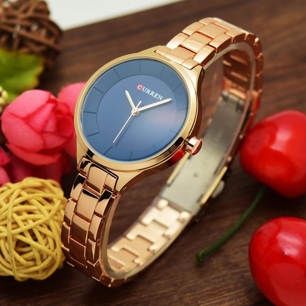 Women's Luxury Thin Quartz Watch ⌚✨ Stainless Steel Waterproof | 7 Colors 🌹🖤💛