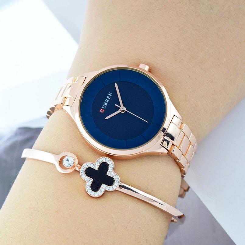 Women's Luxury Thin Quartz Watch ⌚✨ Stainless Steel Waterproof | 7 Colors 🌹🖤💛