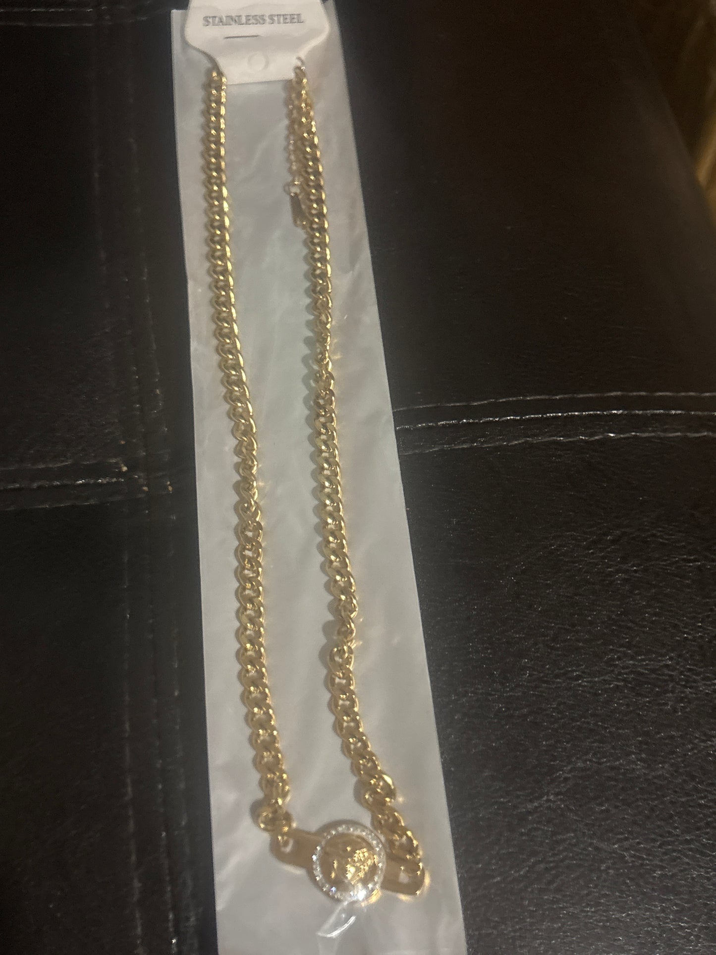 Gold Cuban Link Chain Crystal Lion Head Coin Pendant Necklace 🦁💛 #1593