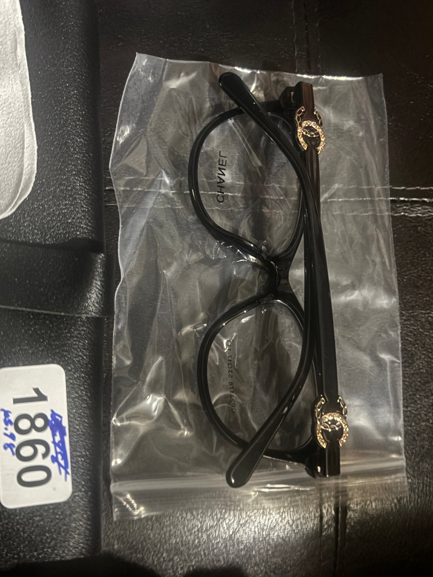 Round Frame Crystal Logo Charm Eyeglasses 🖤💠 #1860