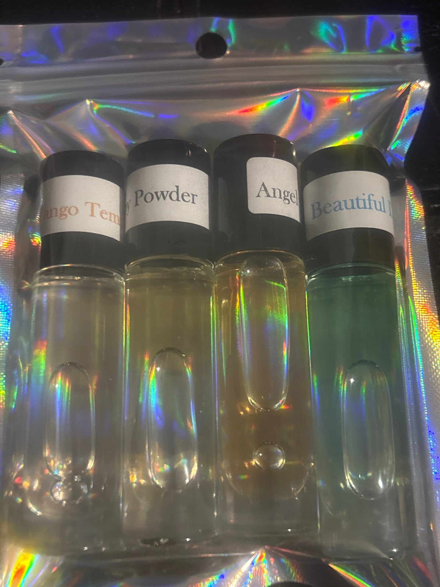 🌸✨ Roll-On Body Oil Variety 4-Pack — Mango Temptation, Baby Powder, Angel & Beautiful Day — Item #1982