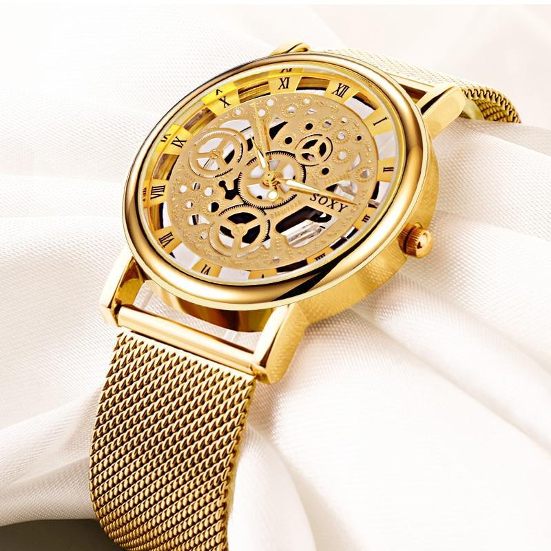 Unisex Luxury Metal Bracelet Watch ⌚✨ Unique Steel Design Elegant Gift | Silver & Gold 🤍🖤