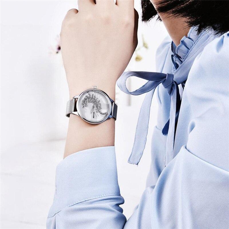 Women's Luxury Minimalist Round Watch ⌚✨ Analog Quartz Stainless Steel Mesh | 7 Colors 💙🤍🪨