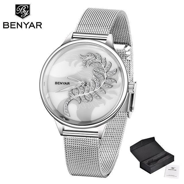 Women's Luxury Minimalist Round Watch ⌚✨ Analog Quartz Stainless Steel Mesh | 7 Colors 💙🤍🪨