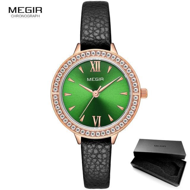 Women's Luxury Classic Business Watch ⌚✨ Quartz Leather Strap Waterproof | Red, Blue & Green ❤️💙💚