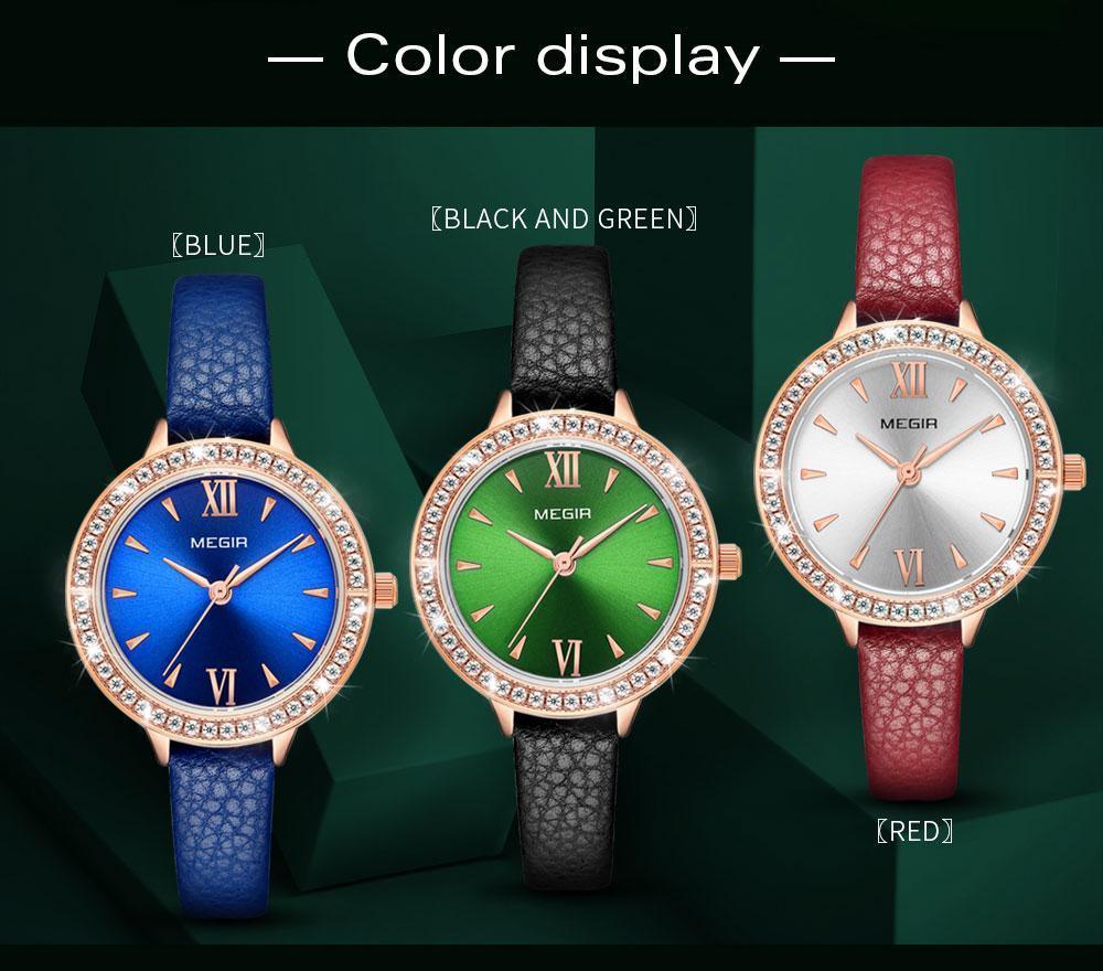 Women's Luxury Classic Business Watch ⌚✨ Quartz Leather Strap Waterproof | Red, Blue & Green ❤️💙💚