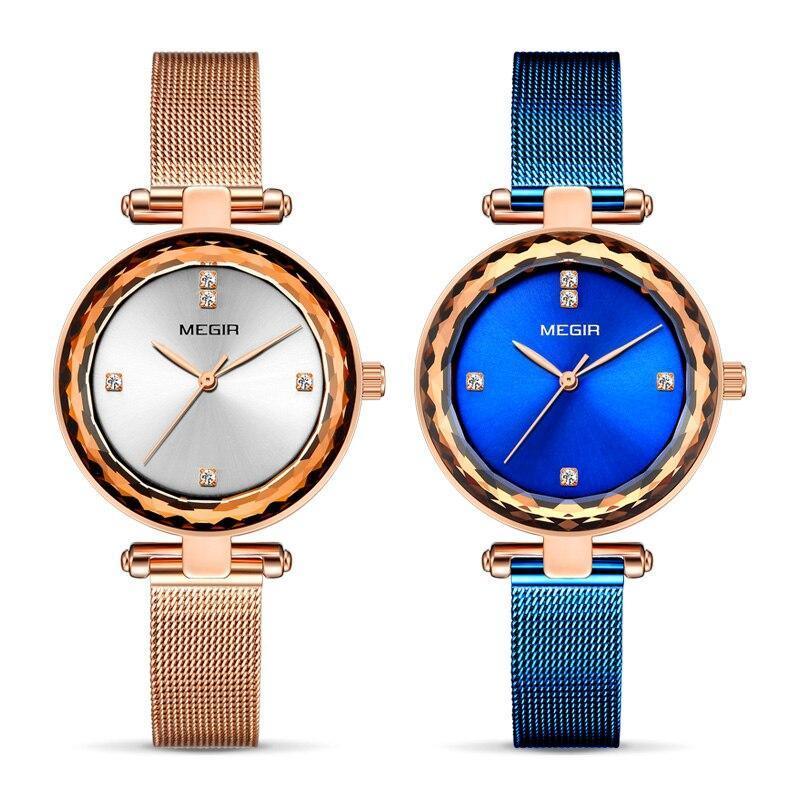 Women's Luxury Rose Gold Starry Dial Watch ⌚✨ Elegant Stainless Steel Quartz | Blue & Gold 💙💛