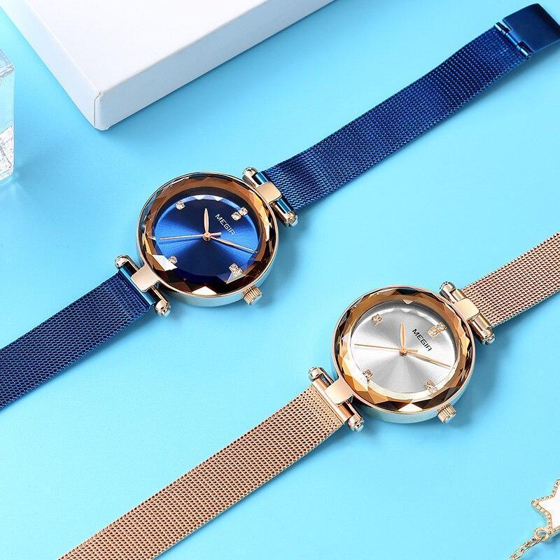 Women's Luxury Rose Gold Starry Dial Watch ⌚✨ Elegant Stainless Steel Quartz | Blue & Gold 💙💛