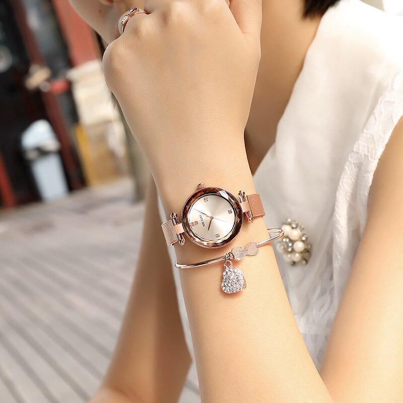Women's Luxury Rose Gold Starry Dial Watch ⌚✨ Elegant Stainless Steel Quartz | Blue & Gold 💙💛