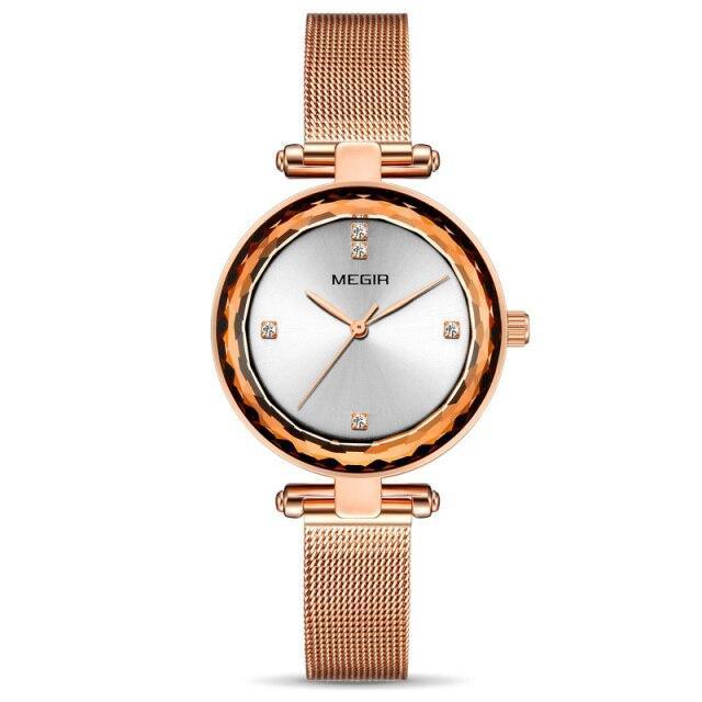 Women's Luxury Rose Gold Starry Dial Watch ⌚✨ Elegant Stainless Steel Quartz | Blue & Gold 💙💛