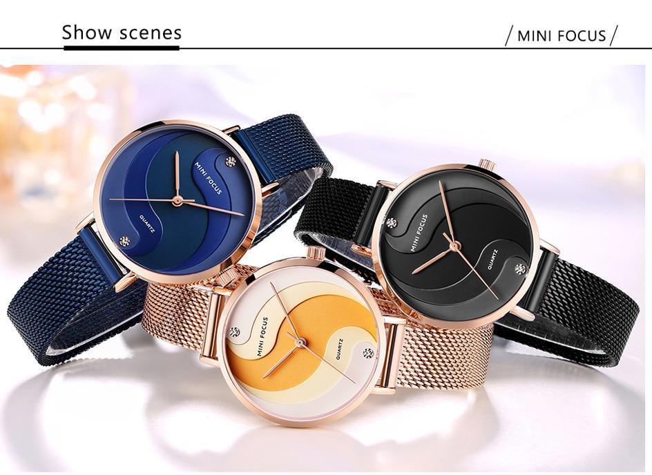 Women's Ultra Thin Rose Gold Watch ⌚✨ Analog Quartz Waterproof Elegant Round | 5 Colors 🌹🖤💙