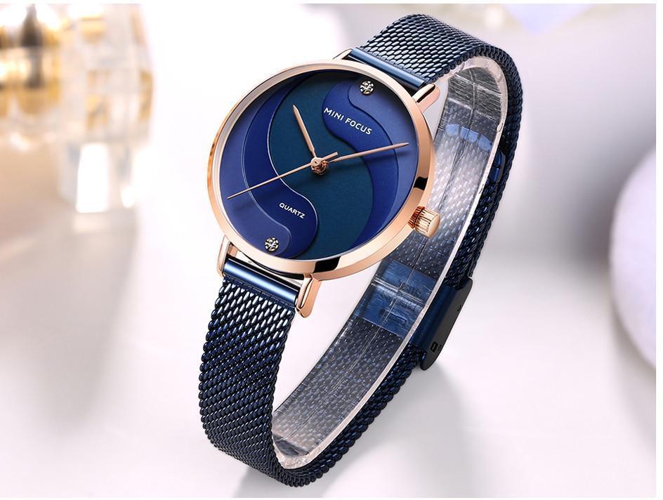 Women's Ultra Thin Rose Gold Watch ⌚✨ Analog Quartz Waterproof Elegant Round | 5 Colors 🌹🖤💙