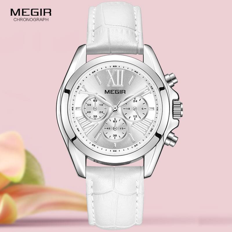 Women's Luxury Sport Chronograph Watch ⌚✨ Quartz Waterproof Leather Strap | White & Red 🤍💛